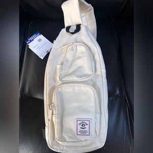 Champion Canvas Sling Bag Off White Crossbody Strap New With Tags